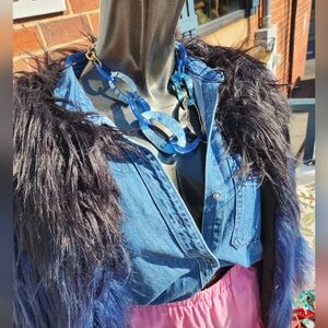 Blue and Goldtone Chain Necklace